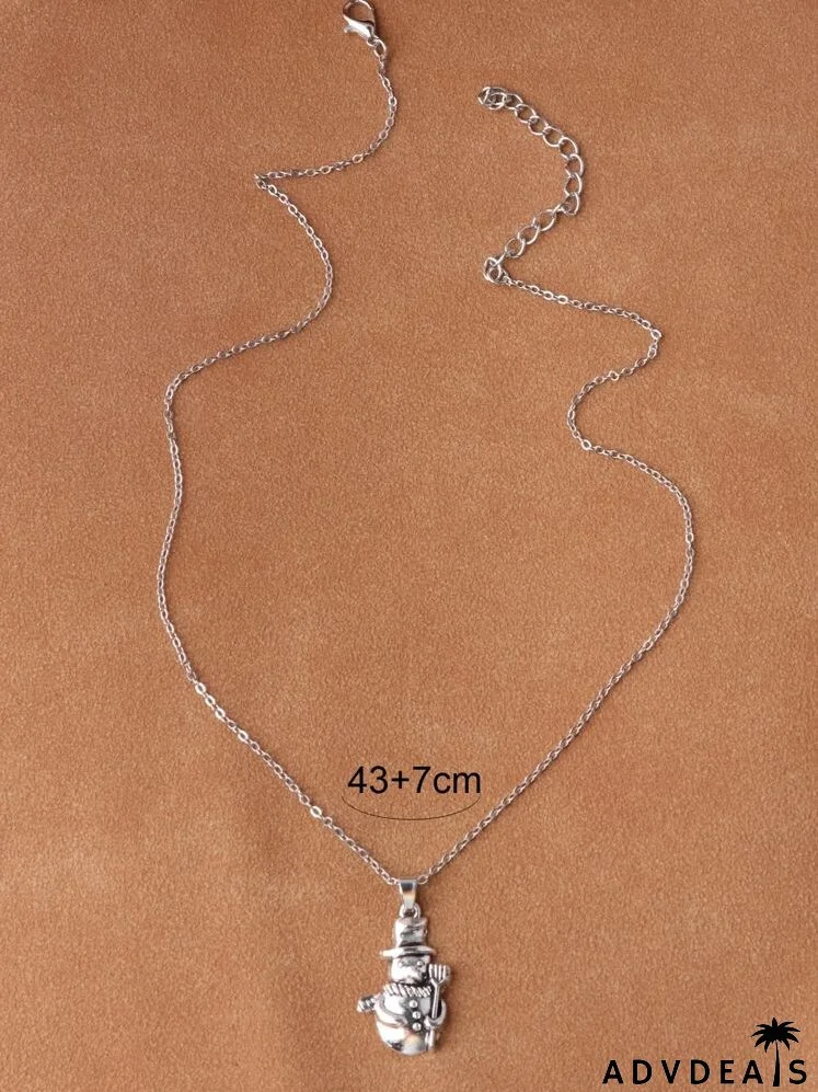 Christmas Snowman Charm Necklace