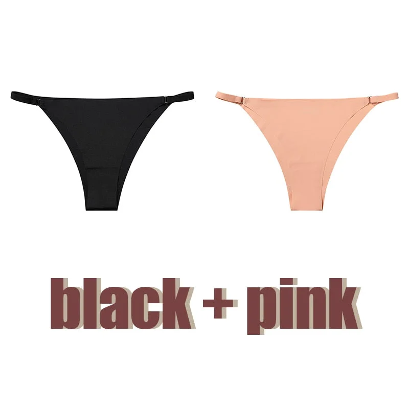 Womens Ice Silk Seamless Briefs Thin Belt Low Waist Panties Sexy Solid Bikini Female Underwear Comfortable Intimate Lingerie