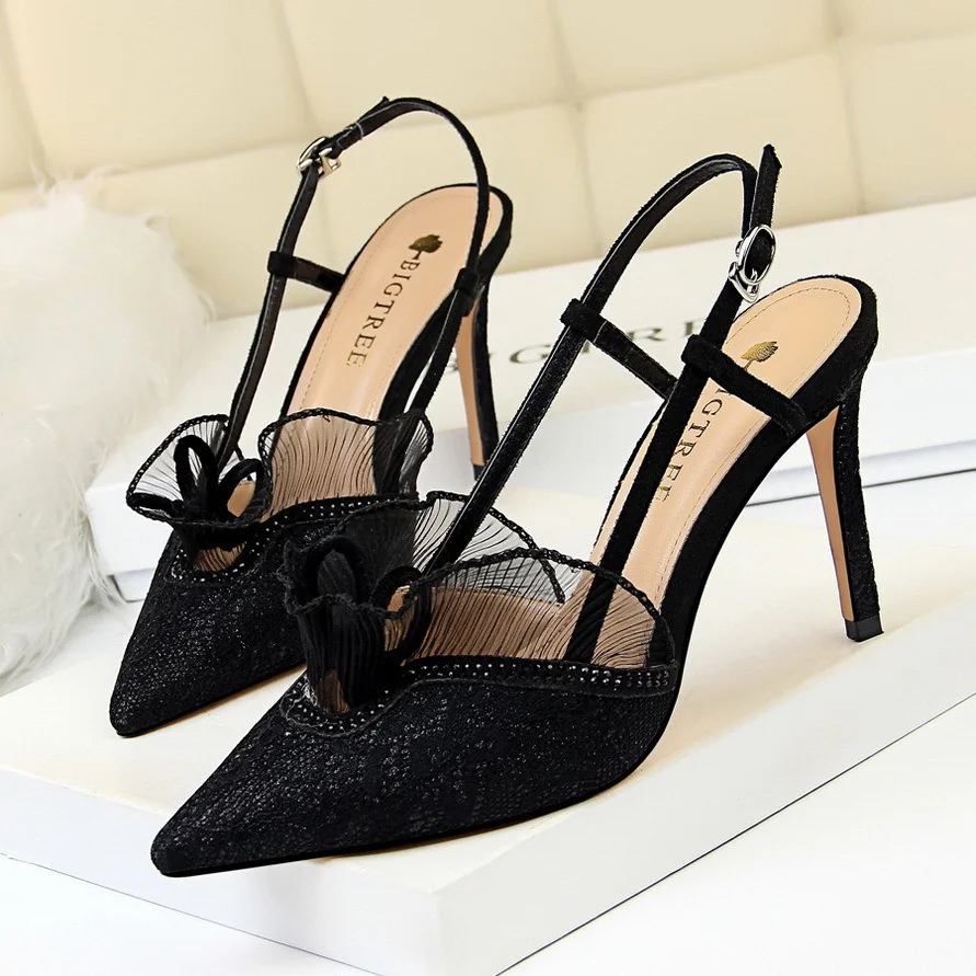 Colourp Colourp High-Heeled Fashion Sexy Party Show Thin Women's Shoes Thin Heel High Heel Diamond Lace Hollow Out Sandals