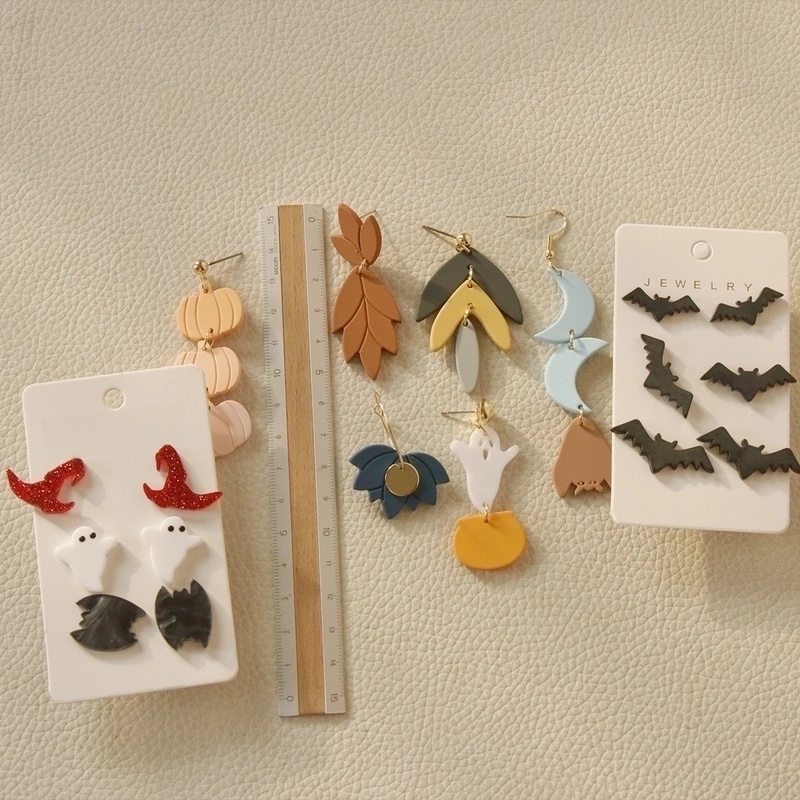 Fashion Pumpkin Bat Arylic Halloween Women’s Earrings