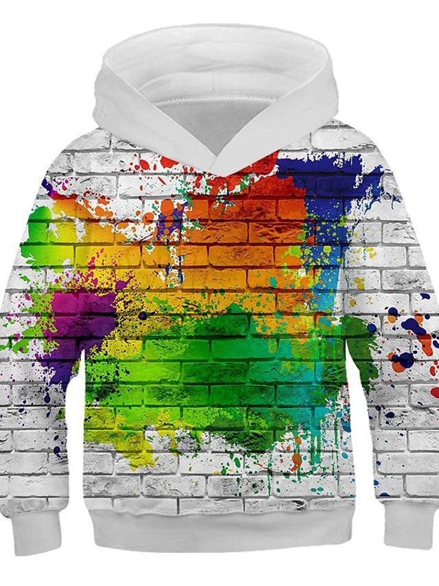 Kids Boys' Basic Print 3D Long Sleeve Hoodie & Sweatshirt Rainbow - VSMEE