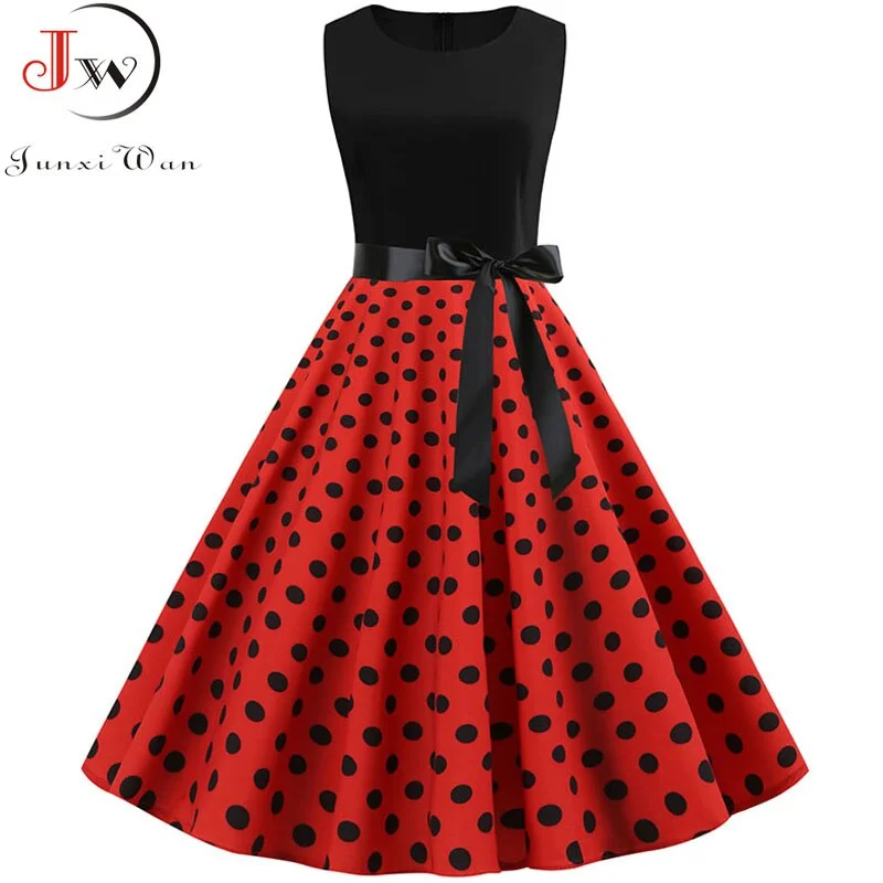 Black Polka Dot Party Women 2022 Summer Red Pin Up Rockabilly Robe Femme 50s 60s Elegant Vintage Dress