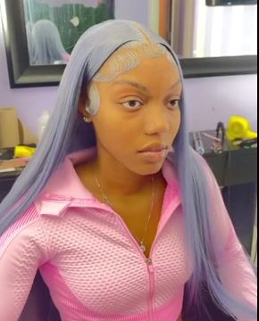 360 lace wig straight hair silver gray 100% human hair pre-drawn transparent lace