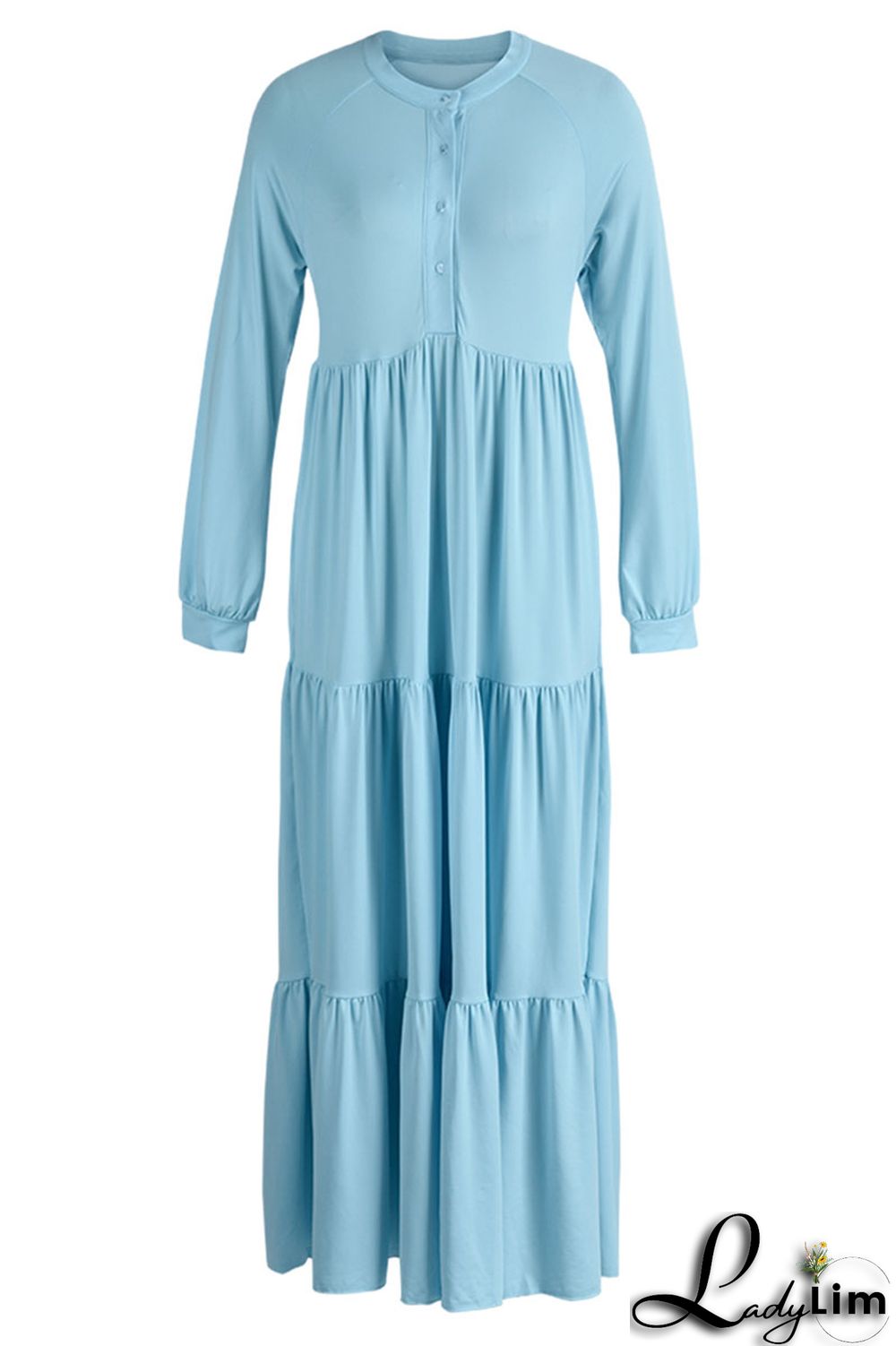 Apricot Casual Solid Patchwork Fold O Neck Straight Dresses