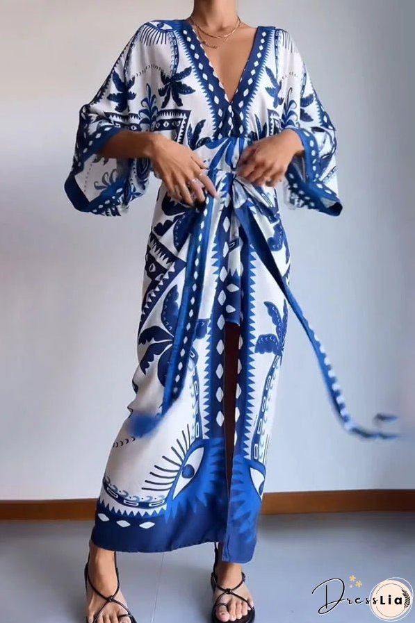 Chic two-piece lace-up printed dress