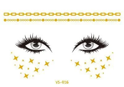2021 New Gold Face Temporary Tattoo Waterproof Blocked Freckles Makeup Stickers Eye Decal Wholesale
