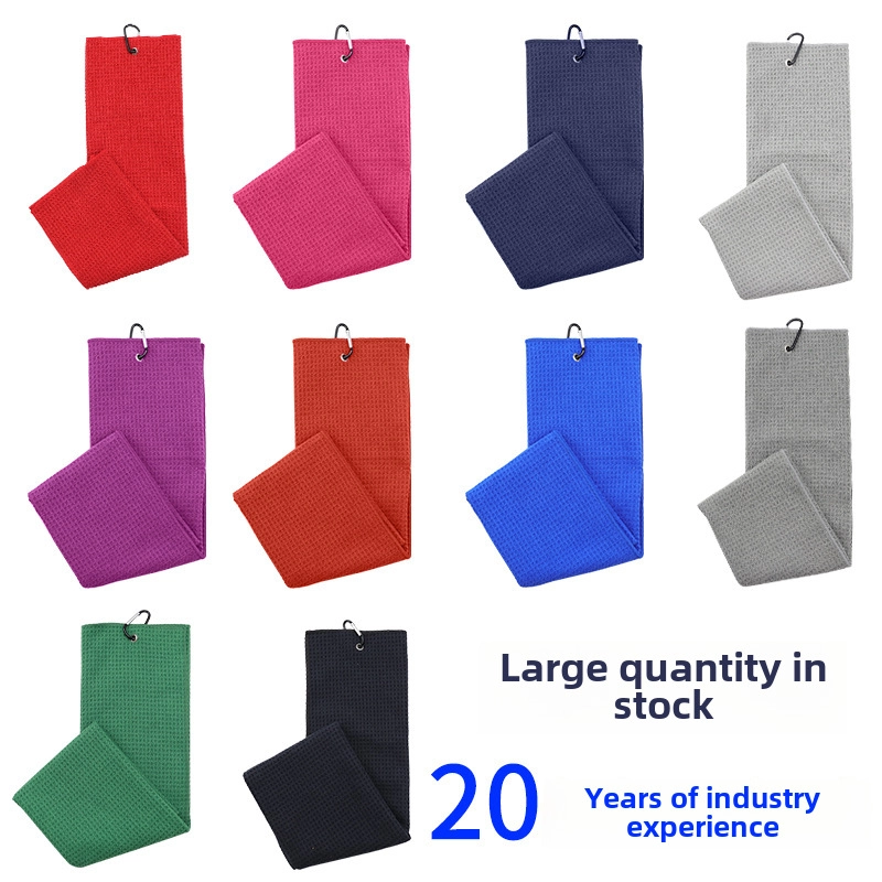 Golf Towel Tri-fold Sports Microfiber Waffle Ball Towel Pineapple Plaid Printed Embroidered Logo