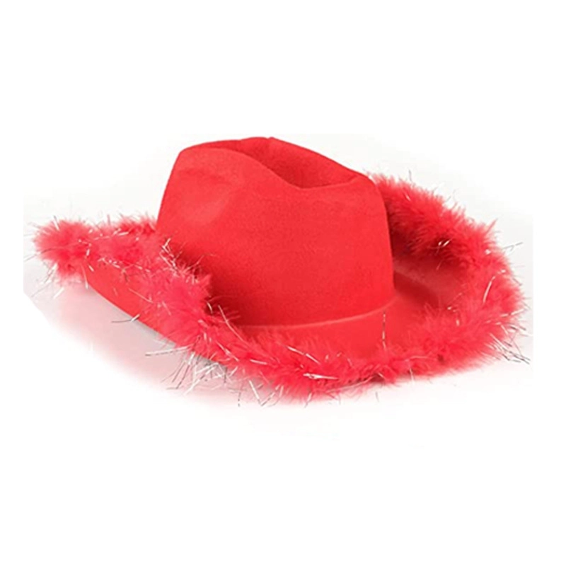 Spot Pink Fur Denim Hat Velvet Decorative Hat Pink Cowboy Hat Western Denim Felt Styling Hat
