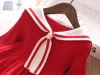 Kid Baby Girls Rabbit Sailor Collar New Knitted Preppy Dress