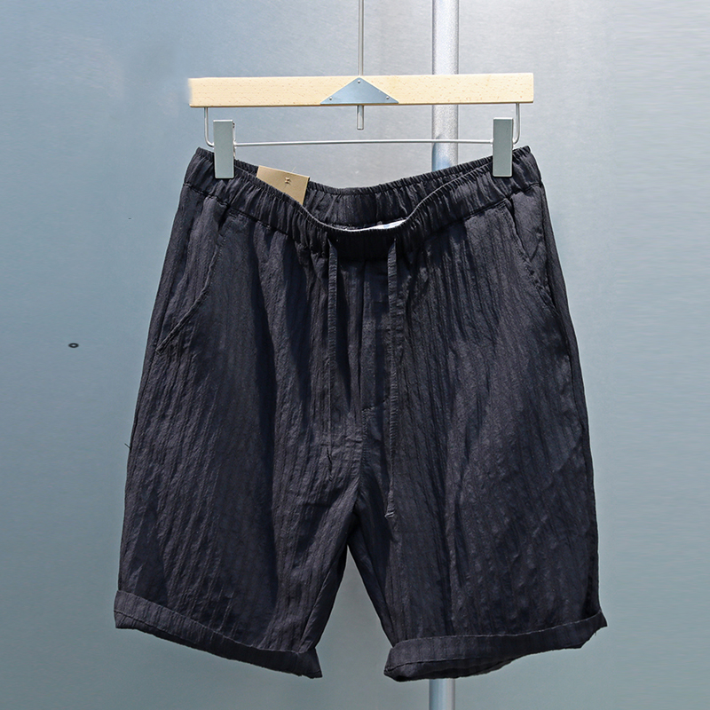 Men's Cotton And Linen Pleated Drape Shorts