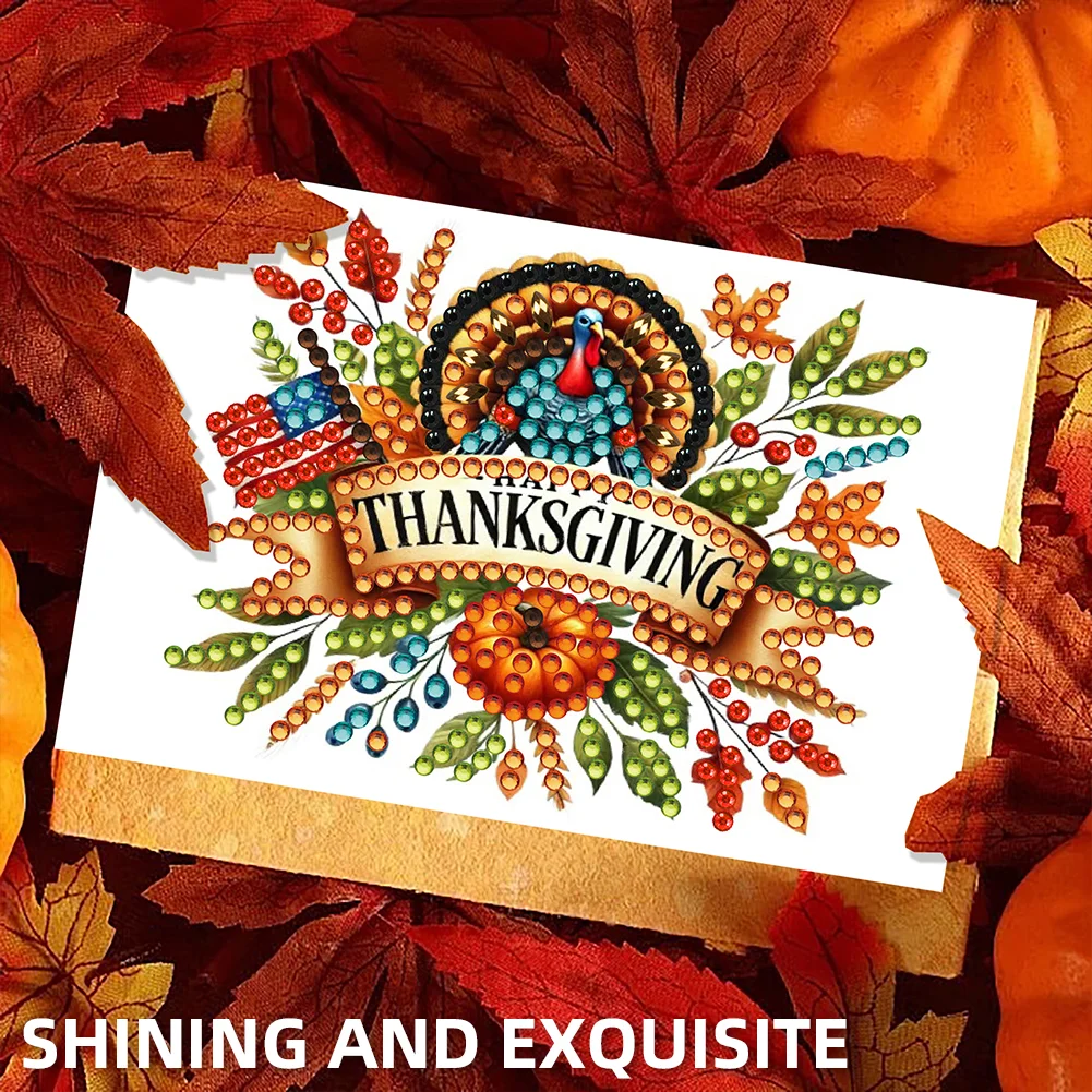 10pcs DIY Diamond Painting Crystal Scratch Card Party Gift Card (Thanksgiving)