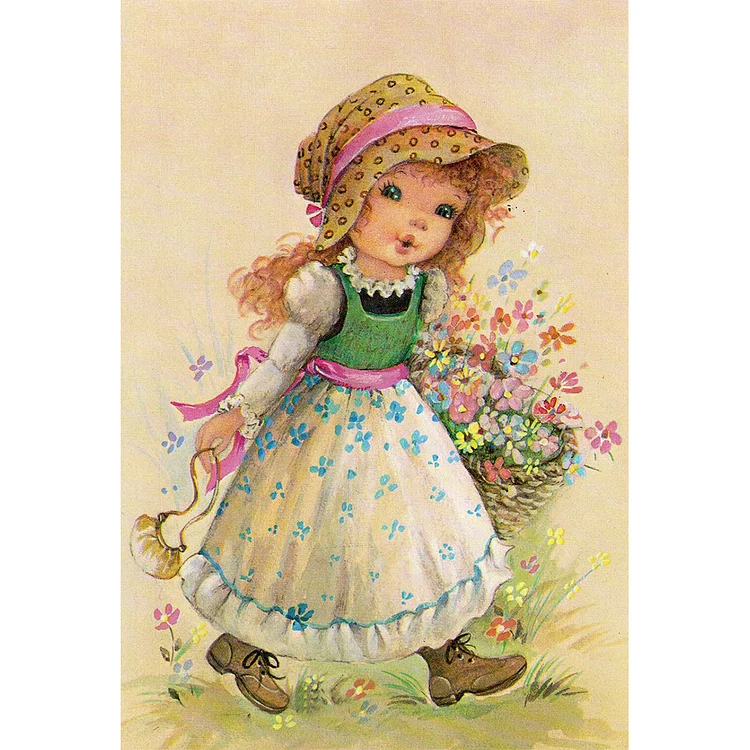 Cute Girl 11CT Stamped Cross Stitch 40*50CM