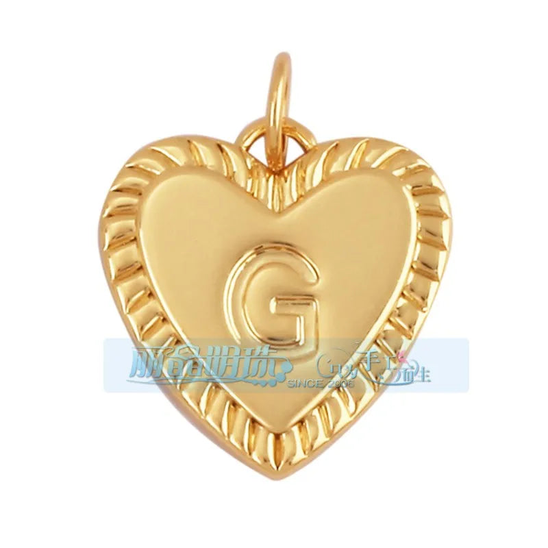 1 Piece 15 * 19mm Hole 5~5.9mm Copper Zircon Letter Heart Shape Pendant Jewelry Accessories