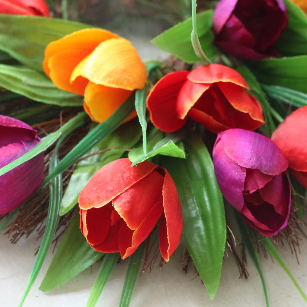 Spring Simulation Tulip Wreath Holiday Decoration