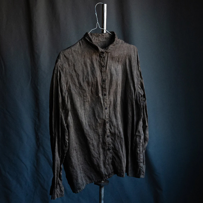 Vintage Dark Melange Linen Men's Shirt