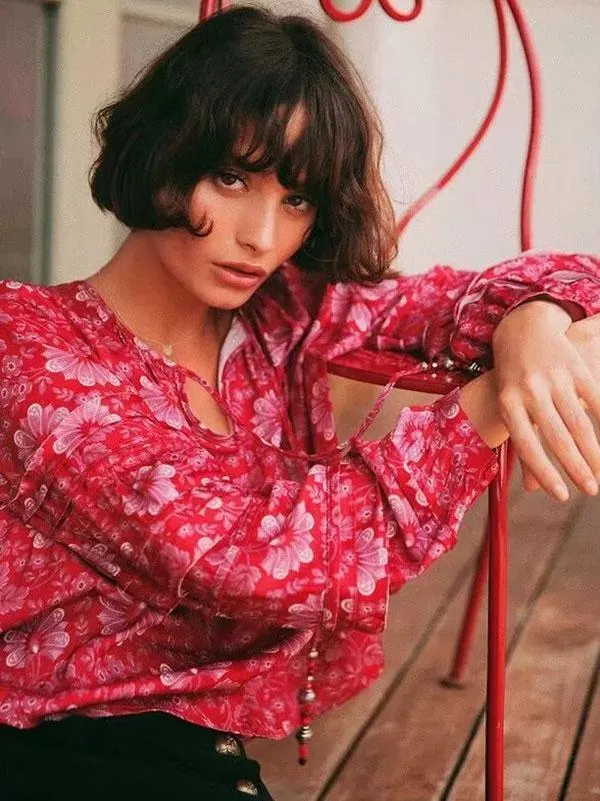 Boho Floral Long Sleeve V Neck Top Blouse