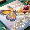 Framed Diamond Painting - Special Shaped - Butterfly and White Flower (25x25cm)