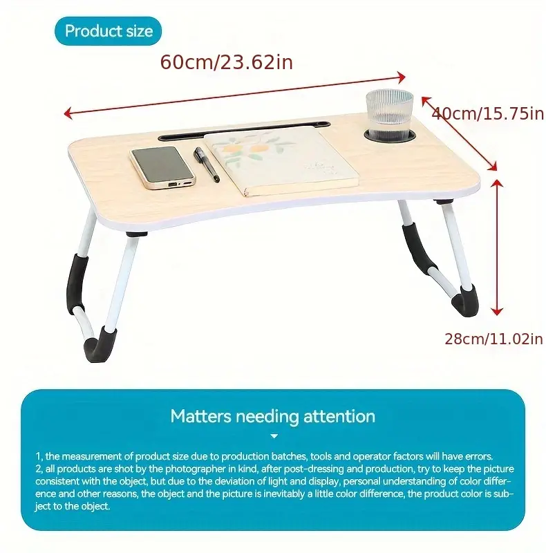 1pc Bed Folding Table, Desk, Laptop Table, Dining Table, Lazy Folding Small Table details 2