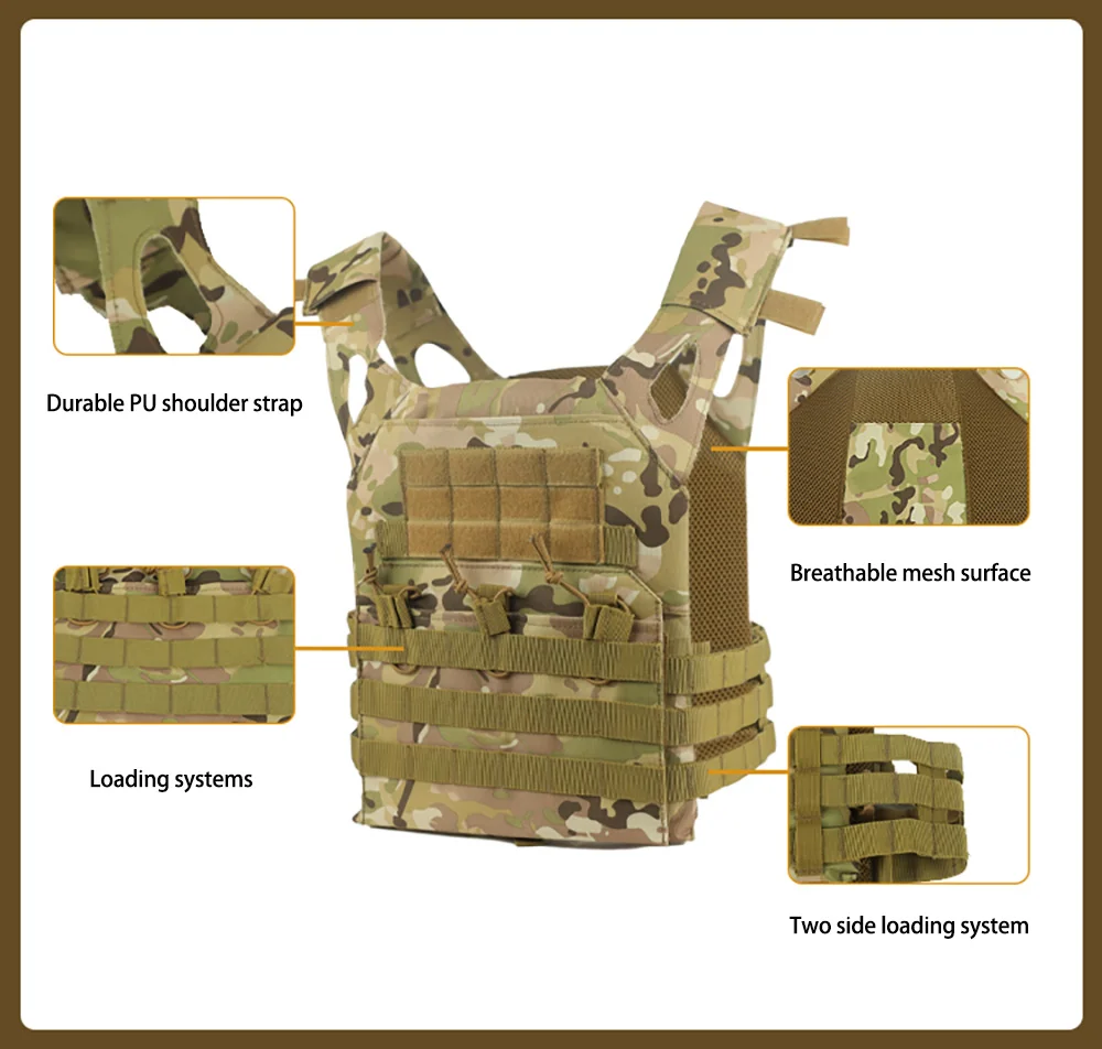 ohhunt® Adjustable JPC Tactical Vest Molle Vest Outdoor Hunting Combat Paintball Molle Plate Carrier Vest