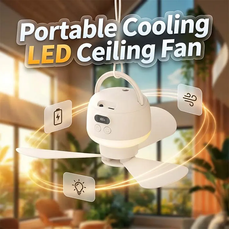 Portable USB Ceiling Fan with LED Light