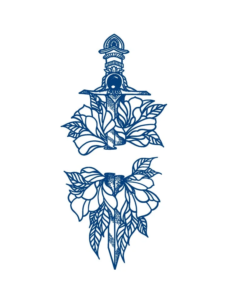 KT1-50 cross-border semi-permanent herbal juice tattoo sticker flower arm clavicle non-reflective simulation tattoo size pattern