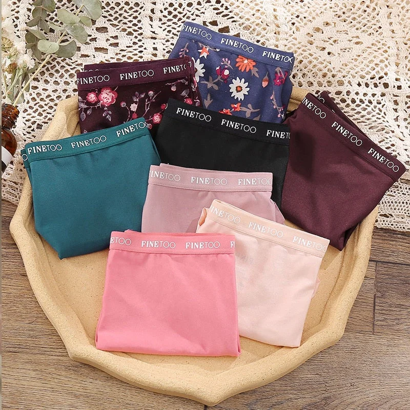 1/2PCS Set Women Panties Sexy Lingerie Seamless Underwear  Floral Female Underpants Intimates Panties Solid Color Finetoo Briefs