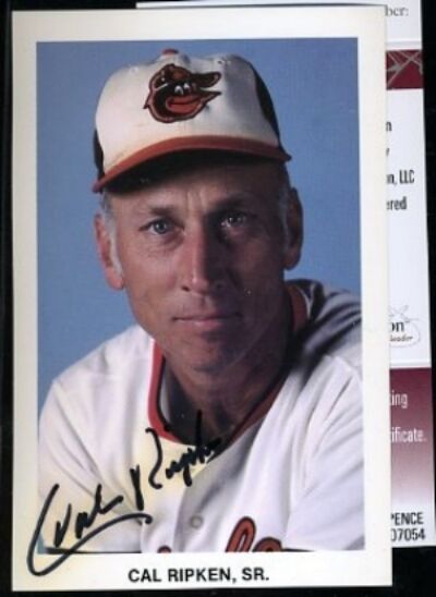 Cal Ripken Sr Rare Signed Jsa Team Issued Photo Poster painting Pc Certified Autograph