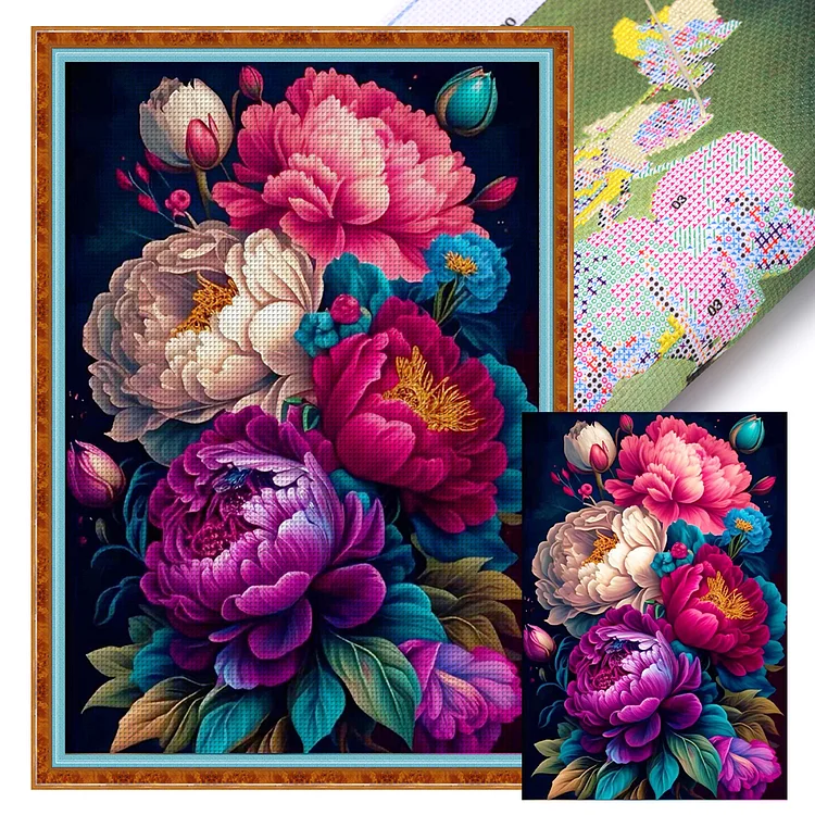 Peony Cross Stitch Kit - Resonate Gifts OK