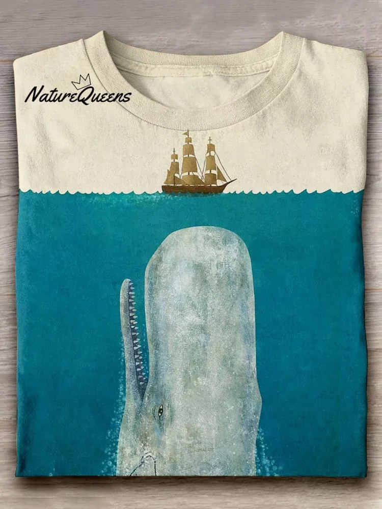 The Whale Art Print Casual Short Sleeve T-shirt