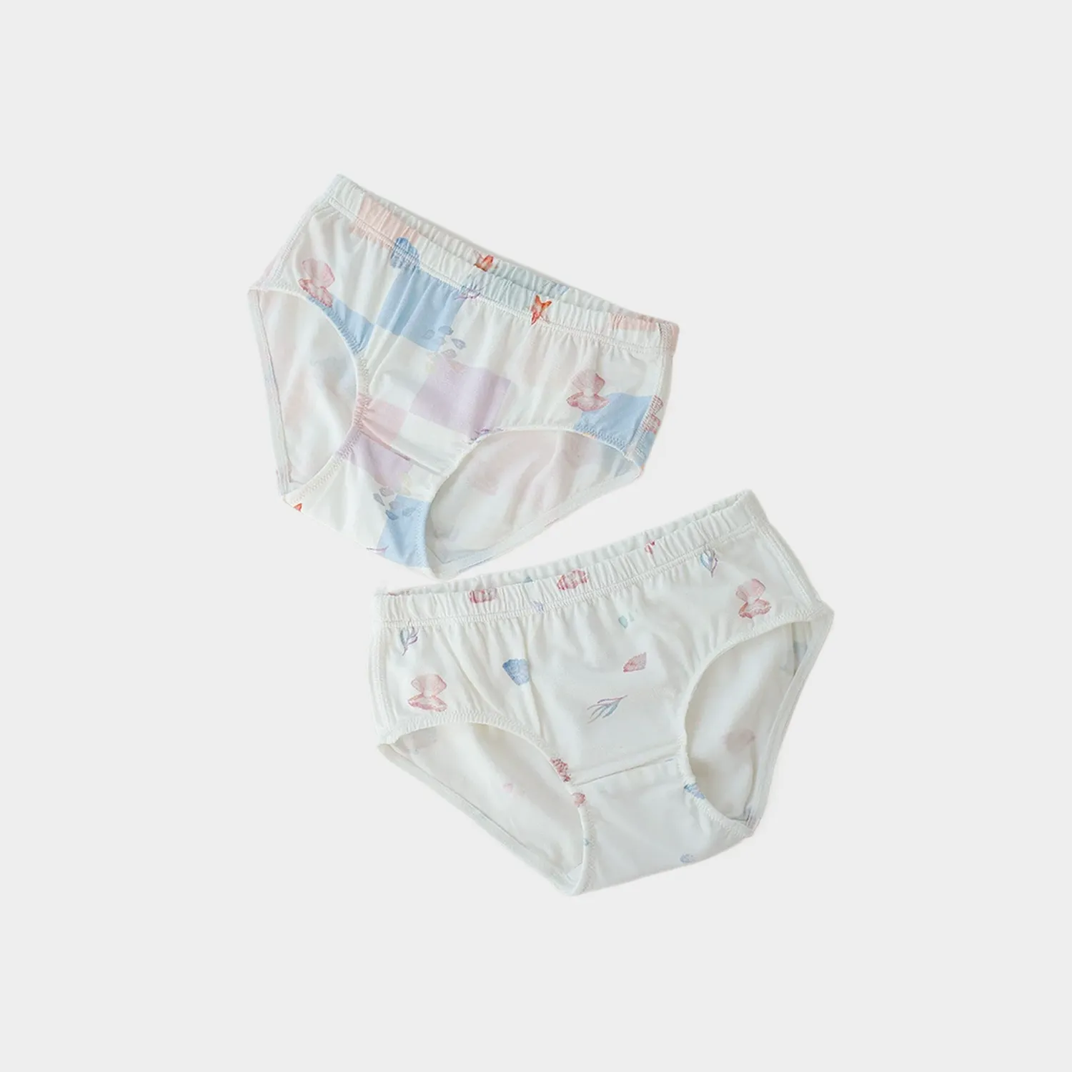 Pastel Ocean Print Bamboo Fiber Girls' Underwear 2-Pack REAL SILK LIFE