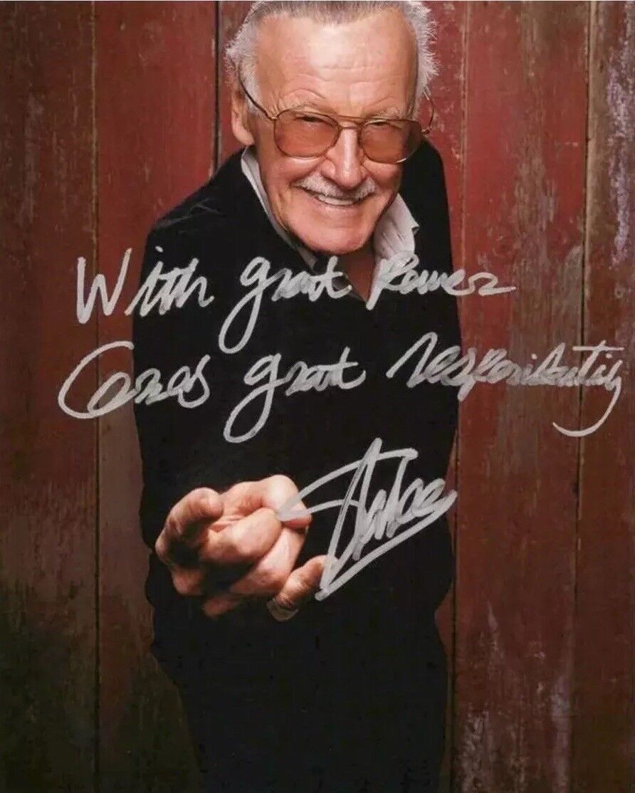 Stan Lee Signed 8x10 Autographed Photo Poster painting Reprint Spider Man Marvel Comics