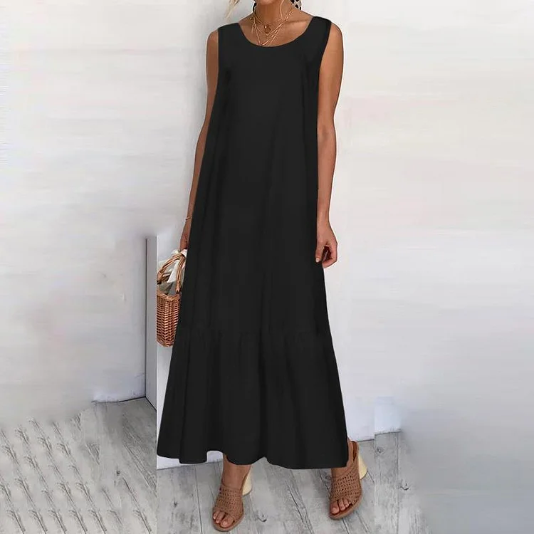 Casual Sleeveless Round Neck Dress