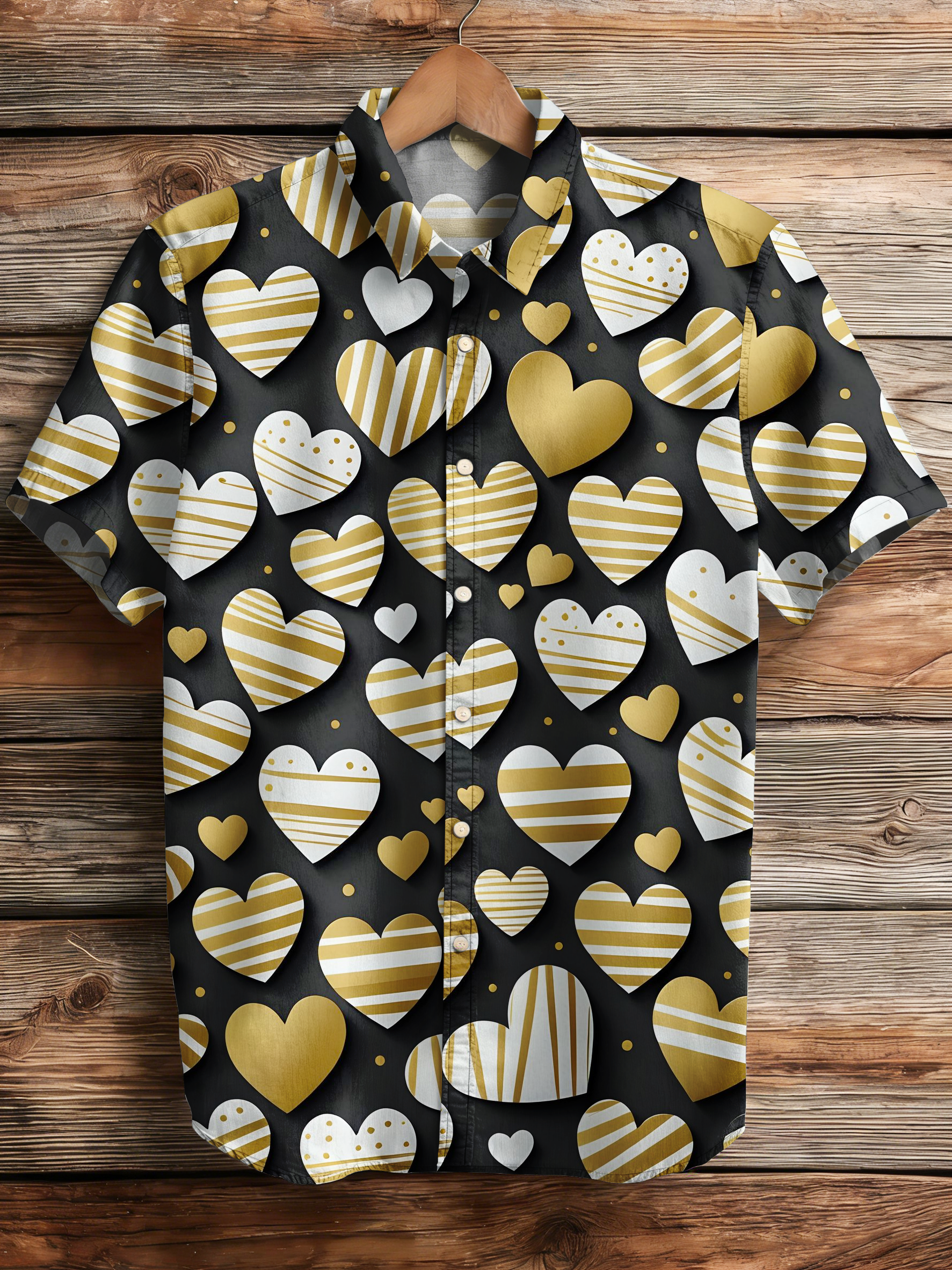 Valentine's Day Heart-Shaped Casual Shirt PLUSCLOTHESMAN