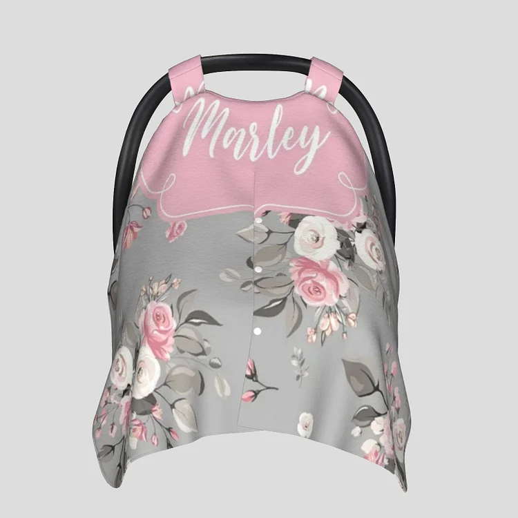 Personalized Baby Flowers Car Seat Canopy for Comfort & Unique| C04
