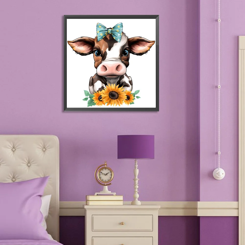Full Round Diamond Painting 30*30cm - Sunflower Cow