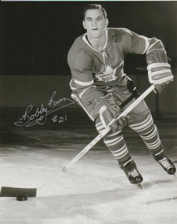 VINTAGE BOBBY BAUN SIGNED TORONTO MAPLE LEAFS 8x10 Photo Poster painting #1 Autograph