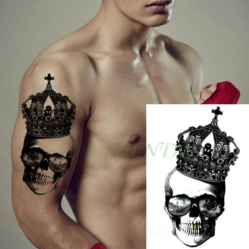 Waterproof Temporary Tattoo Sticker Joker Skull Letter Big Size Body Art Flash Tatoo Fake Tatto Stickers for Girl Men Women