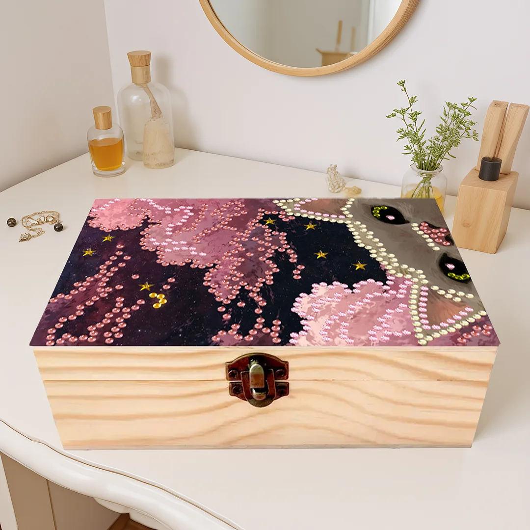 Cats and Clouds DIY Wooden 5D Diamond Art Diamond Art Storage Box Desktop Decor