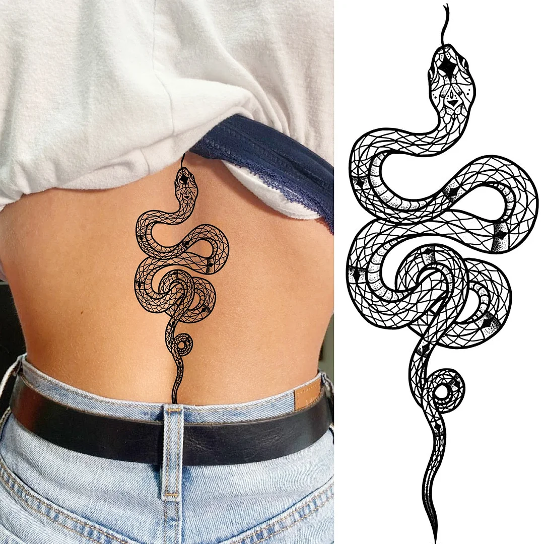 Realistic Snake Unique Forearm Temporary Tattoos For Men Adult Serpent Moon Fake Tattoo Waterproof Body Art Painting Tatoo Paper