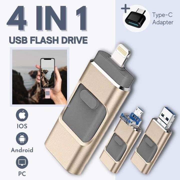 Hugoiio™ 4 In 1 High Speed USB Flash Drive For iPhone, iPad, Android, PC & More Devices