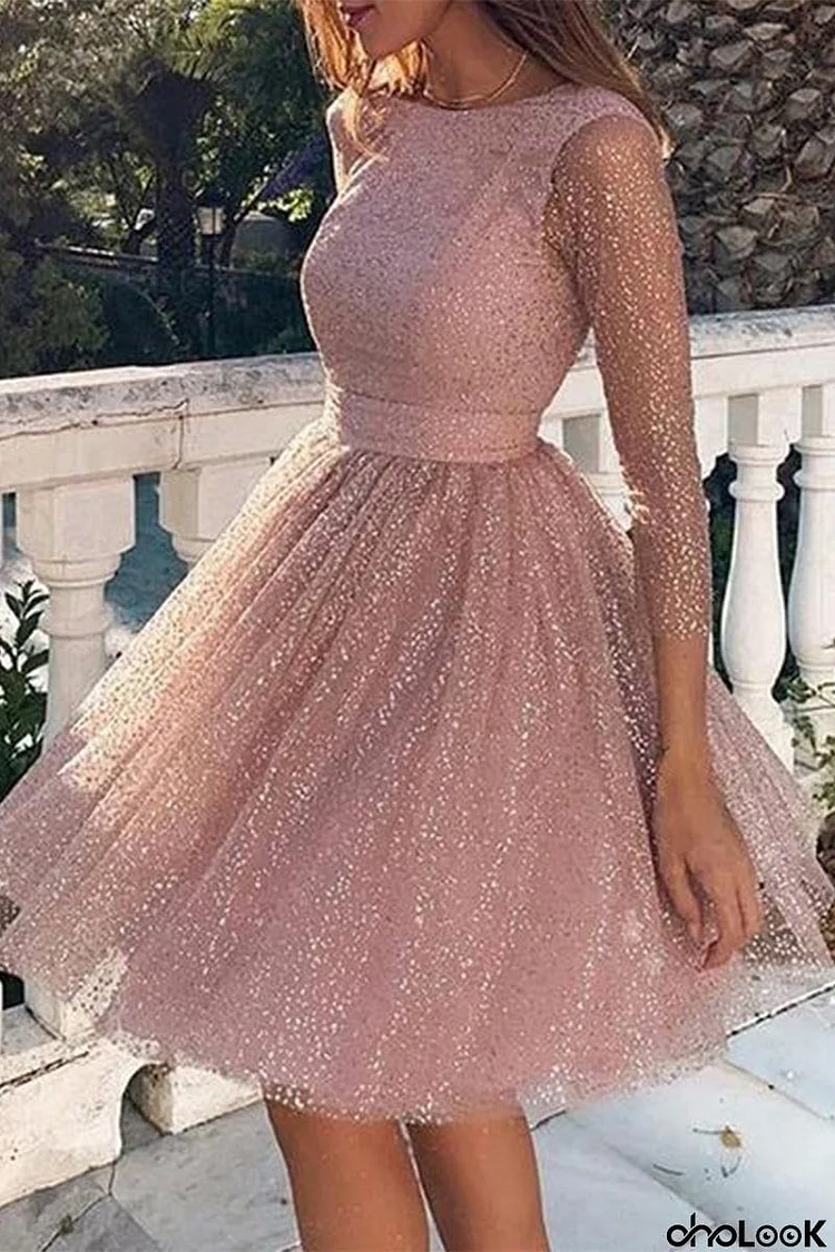 Elegant Solid Lace O Neck A Line Dresses