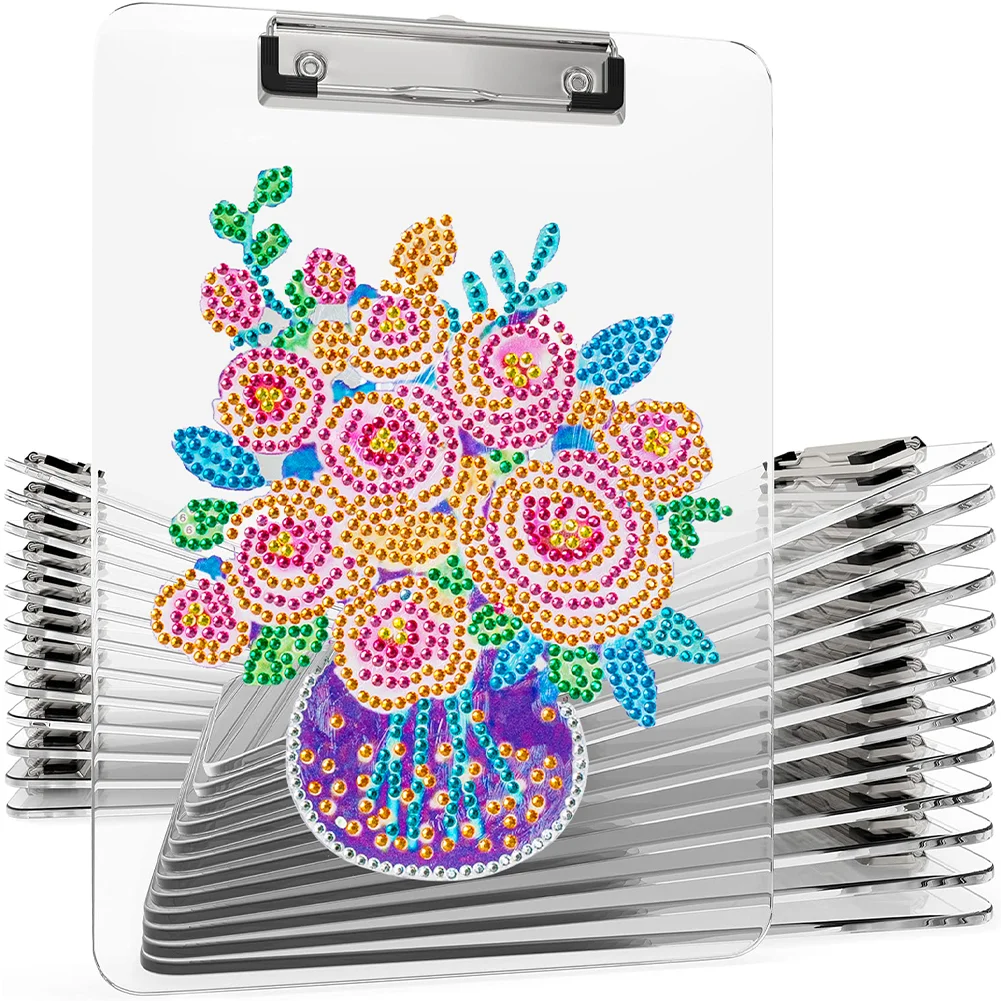 5D DIY Flower Acrylic Diamond Painting File Folder Clipboard Office Stationary