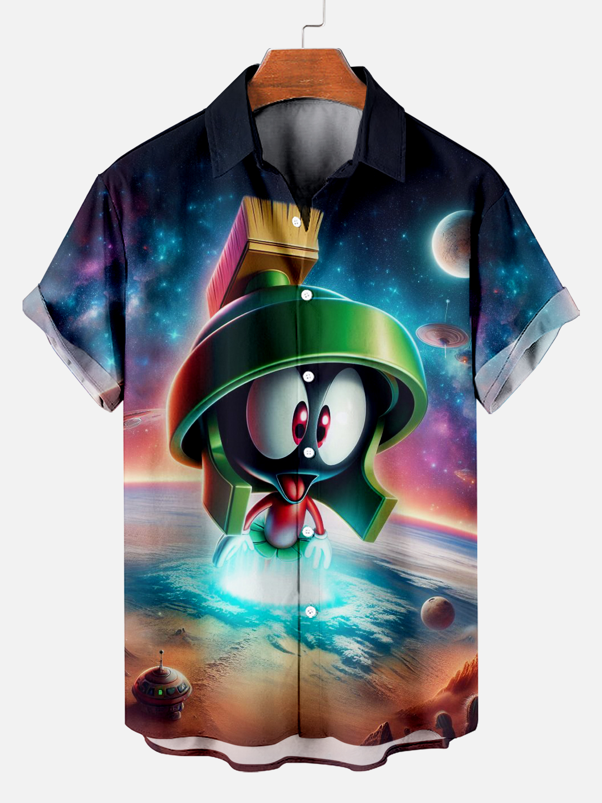 Men's Classic Cartoon Character Print Short Sleeve Shirt PLUSCLOTHESMAN