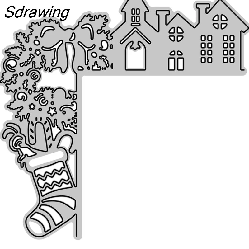 Sdrawing 2023 Winter And Christmas Ornaments Metal Cutting Dies Embossed Scrapbooking DIY Cut Dies For Cards Xmas Decorations
