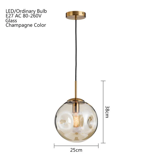 Modern Loft Glass Ball Pendant Light LED E27 Nordic Hanging Lamp With 2 Colors For Living Room Restaurant Bedroom Lobby Kitchen
