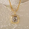 18K Yellow Gold 4ct Old Mine Cut Lab Diamond Flat-topped Stepped Pyramid Pendant Necklace