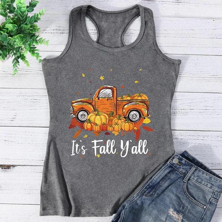 Truck It's Fall Y'all Pumpkins Thanksgiving Vest Top