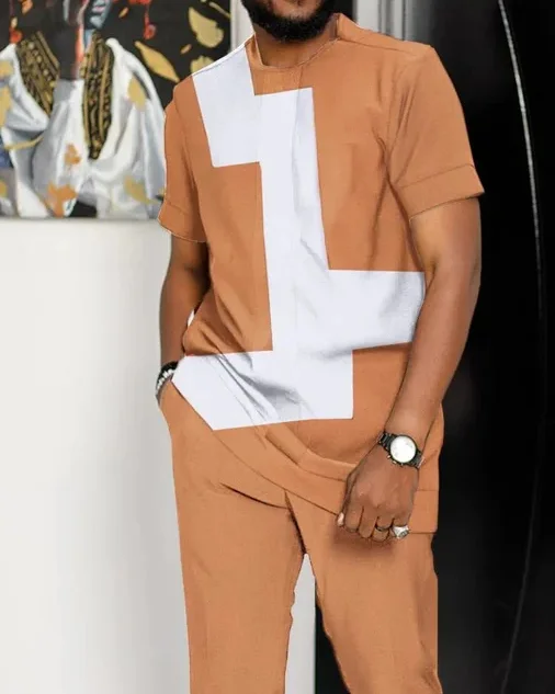 Men's Casual Colorblock Walking Suit-011