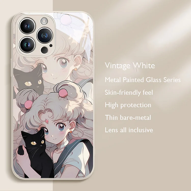 Anime Vintage White Black Cat Phone Case