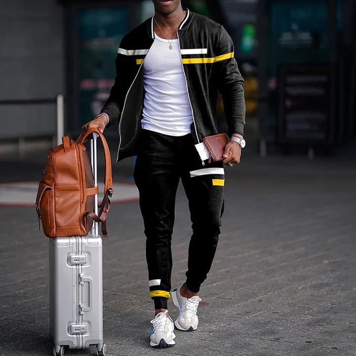 Men's autumn and winter personalized top and pants two-piece set